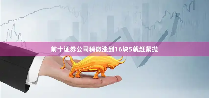 前十证券公司稍微涨到16块5就赶紧抛
